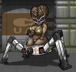 blue_eyes bra brain breasts brown_body brown_skin clothed clothing cybernetic_leg cybernetic_limb cybernetics exposed_brain female gun machine not_furry organs ranged_weapon solo underwear weapon oniontrain doom_(series) id_software microsoft arachnid arachnid_taur arachnotron arthropod arthropod_taur cyborg demon demon_humanoid humanoid monster monstrous_humanoid spider_mastermind taur digital_media_(artwork)