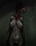 anthro blood bodily_fluids breasts clothed clothing cybernetic_limb cybernetics destruction fangs female flesh future futuristic glowing glowing_eyes gore homage machine metal nightmare_fuel nipples panties science_fiction solo teeth topless underwear weapon neurodyne system_shock canid canine canis cyborg domestic_dog mammal robot undead 2012 4:5