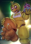 4_toes ambiguous_gender anthro barefoot beak eyebrows feet female fingers foot_fetish foot_focus humanoid_feet looking_at_viewer machine plantigrade soles text toes kaylafox five_nights_at_freddy's scottgames chica_(fnaf) classic_chica_(fnaf) cupcake_(fnaf) animatronic avian robot 2024 digital_media_(artwork) english_text hi_res url