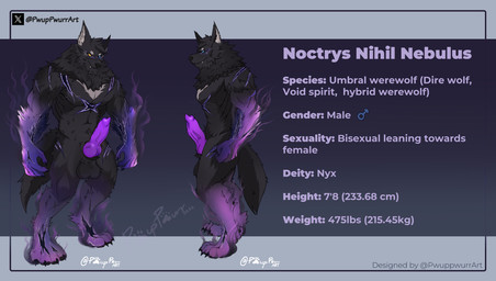 animal_genitalia anthro blue_eyes canine_genitalia dark_body dark_fur fur genitals grey_body heterochromia knot knotted_penis male penis purple_body shadow solo text yellow_eyes pwuppwurrart mythology canid canine canis dire_wolf hybrid mammal mythological_canine mythological_creature prehistoric_species shadow_creature void_wolf werecanid werecanine werecreature werewolf wolf character_name english_text model_sheet