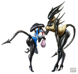 anthro big_breasts big_butt bottomless bottomless_anthro breasts butt cleavage clothed clothing duo female headpat high_heeled_feet smile kory_cromie alien_(franchise) alien xenomorph xenomorph_queen hi_res daughter_(lore) mother_(lore) mother_and_child_(lore) mother_and_daughter_(lore) parent_(lore) parent_and_child_(lore) parent_and_daughter_(lore)
