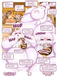 anthro areola belly big_breasts blush bodily_fluids breasts cake clothing dessert eating female food fur horn huge_breasts huge_hips huge_thighs lactating mature_female nipples obese obese_anthro obese_female overweight overweight_anthro overweight_female pastry pie sleeves slightly_chubby slightly_chubby_female solo stuffing text thick_thighs tight_clothing weight_gain white_body white_fur wide_hips neo_geppetto undertale undertale_(series) toriel boss_monster_(undertale) bovid caprine mammal absurd_res comic digital_media_(artwork) english_text hi_res