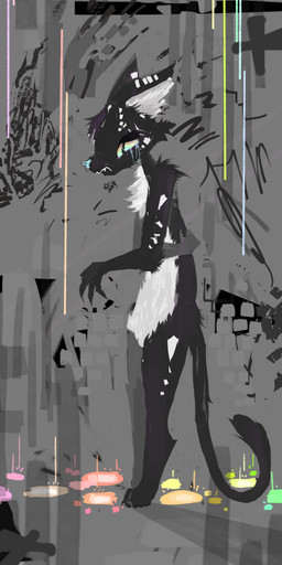abstract_background ambiguous_gender anthro black_body black_fur black_tail blue_nose bodily_fluids crying fur raining sad solo tail tears white_body white_fur naircat domestic_cat felid feline felis mammal 2015 digital_drawing_(artwork) digital_media_(artwork)