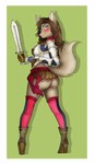 anthro armor big_butt boob_armor boots border butt clothing female footwear green_eyes high_heeled_boots high_heels legwear looking_at_viewer paladin shoes solo stockings tail thigh_highs white_border myfreakycreations lunufia_(binnoc9) canid canine canis mammal wolf absurd_res hi_res