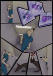 anthro borzoi bulge camera canid canine canis clothing comic domestic_dog feral game_show growling hallway hi_res hunting_dog male mammal oldgreg onomatopoeia running sighthound sound_effects text tight_clothing