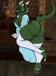 big_breasts big_butt breasts butt clothing dress female gloves handwear maid_uniform tigh_highs uniform bethesda_game_studios microsoft oblivion the_elder_scrolls argonian reptile scalie 3:4 hi_res