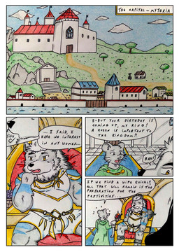 anthro barazoku belly biceps black_nose border bulge castle chair clothed clothing comic_panel dialogue facial_hair food fruit fur furniture goatee grape green_clothing king male manly medieval medieval_clothing medieval_fantasy multicolored_body multicolored_fur musclegut muscular muscular_anthro muscular_male mustache overweight overweight_anthro overweight_male plant royalty speech_bubble tail text throne throne_room topwear white_border white_clothing yellow_eyes dashthefox nintendo pokemon fan_character arcanine canid canine generation_1_pokemon mammal murid murine pokemon_(species) rat rodent absurd_res comic english_text hi_res traditional_media_(artwork)