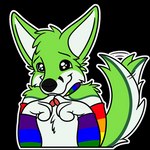 1:1 alpha_channel anthro armwear big_eyes black_nose canid canine canis clothing collar digital_drawing_(artwork) digital_media_(artwork) fidget_the_fox flat_colors fox fur green_body green_eyes green_fur hair lgbt_pride male mammal multicolored_armwear multicolored_clothing outline pawpads paws pink_pawpads pride_color_accessory pride_color_armwear pride_color_clothing pride_color_collar pride_colors rainbow rainbow_armwear rainbow_clothing rainbow_collar rainbow_pride_clothing rainbow_pride_collar rainbow_pride_colors rainbow_symbol simple_background six-stripe_rainbow_pride_colors solo supersonicsoup tail tail_motion tailwag telegram telegram_sticker tongue transparent_background white_body white_fur white_outline