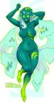 2_toes 5_fingers big_breasts blue_body blue_hair blue_skin breasts claws curled_hair curvy_figure eyelashes featureless_breasts featureless_crotch feet female fingers green_body green_claws green_eyes green_hair green_skin green_tongue hair heart_eyes heart_symbol long_hair long_tail looking_at_viewer markings multi_tail multicolored_body multicolored_hair multicolored_skin natural_breasts navel not_furry nude open_mouth simple_background solo tail teeth toe_claws toes tongue voluptuous white_background white_hair wide_hips croxot ghost humanoid spirit wraith 2014