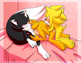 bodily_fluids cum cum_in_mouth cum_inside fellatio from_behind_position genital_fluids group male male/male oral penile sex trio xxkenthewolfxx sega sonic_the_hedgehog_(series) kenthewolf canid canine canis domestic_dog eulipotyphlan hedgehog mammal wolf invalid_tag absurd_res hi_res