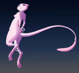ankle_cuffs anthro arm_tuft bdsm belly_tuft blue_eyes bound breasts butt_tuft chain chained chest_tuft collar cuff_(restraint) digitigrade female floating fur gradient_background long_tail looking_at_viewer looking_back nipples nude pink_body pink_fur restraints shoulder_tuft simple_background solo submissive submissive_anthro submissive_female tail tail_cuff tuft worried wrist_cuffs hibbary nintendo pokemon felid feline generation_1_pokemon legendary_pokemon mammal mew_(pokemon) pokemon_(species) colored shaded