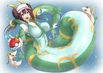 after_transformation body_pattern breasts brown_eyes brown_hair clothing female grass green_body green_breasts green_skin green_tail hair hair_bun hat headgear headwear implied_transformation long_tail monster_girl_(genre) navel plant pokeball serpentine smile sparkles tail teeth transformation twin_buns white_hands kirisaki_byakko nintendo pokemon rosa_(pokemon) animal_humanoid generation_5_pokemon humanoid pokemon_(species) reptile reptile_humanoid scalie scalie_humanoid serperior servine snake_humanoid snivy 2020