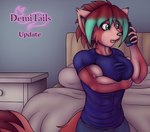 electronics female group hair holding_object multicolored_hair muscular phone two_tone_hair kb-unlimited demitails neeka tirah vikara zuri canid canine equid equine fox hybrid mammal