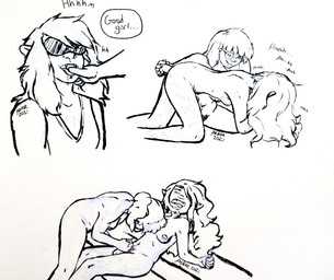 anal anal_penetration asphyxiation blindfold bodily_fluids breasts candy choking dessert dildo dildo_in_ass dildo_insertion duo eyewear female food genitals glasses good_girl gynomorph hair intersex intersex/female long_hair looking_pleasured not_furry nude object_in_ass oral penetration penis ponytail praise saliva sex_toy sex_toy_in_ass sex_toy_insertion azkre adventure_time cartoon_network marceline_abadeer princess_bubblegum food_creature humanoid living_candy vampire absurd_res black_and_white hi_res monochrome sketch