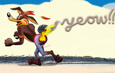 3_toes 4_fingers abstract_background accessory anthro arm_tuft armband back_muscles back_tuft barefoot belly biped black_nose blue_sky bouncing_butt brown_body brown_fur bubble_butt butt butt_jiggle butt_on_fire chest_tuft claws clothed clothing cloud cloudy_sky countershade_torso countershading desert elbow_tuft eyebrows eyes_closed feet finger_claws fingers fire fur grass headband humanoid_hands humanoid_heel jiggling loose_feather male multicolored_body multicolored_fur native_american native_american_clothing native_attire nude open_mouth outside pain paws plant plantigrade pose raised_tail rear_view red_headband running sand screaming shoulder_tuft sky smoke smoke_signal solo sound_effects spine tail tan_belly tan_body tan_eyebrows tan_fur tattoo text toe_claws toes topless topless_anthro topless_male tribal tribal_clothing tribal_outfit tribal_tattoo tuft two_tone_body two_tone_fur mreiof looney_tunes warner_brothers wile_e._coyote canid canine canis coyote mammal 2013 colored detailed digital_drawing_(artwork) digital_media_(artwork) digital_painting_(artwork) english_text painting_(artwork) pinup shaded