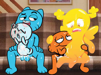 anthro balls blue_body blue_fur blush bodily_fluids cum cum_in_uterus cum_in_vagina cum_inside ejaculation erection eyebrows fangs female foreskin fur furniture genital_fluids genitals group horn humanoid_genitalia humanoid_penis internal loli looking_pleasured male male/female nipples nude open_mouth orgasm orgasm_face partner_swap penetration penile penile_penetration penis penis_in_vagina raised_eyebrow retracted_foreskin sex shota sofa sweat swinging teeth tongue tongue_out translucent translucent_body uterus vaginal vaginal_penetration wings young young_anthro bluejr cartoon_network the_amazing_world_of_gumball carrie_krueger darwin_watterson gumball_watterson penny_fitzgerald aquatic cyprinid cypriniform domestic_cat fairy felid feline felis fish ghost goldfish mammal spirit 4:3 brother_(lore) brothers_(lore) indirect_incest_(lore) sibling_(lore)