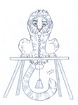 anatomically_correct anatomically_correct_genitalia animal_genitalia animal_penis ball_stretcher ball_tugging balls bdsm bound chain chained cheek_tuft claws cock_and_ball_torture collar distressed facial_tuft feline_genitalia feline_penis feral fur furniture genital_torture genitals half-erect male on_table paws penis penis_tip quadruped restrained restraints sheath solo spiked_collar spikes striped_body striped_fur stripes table tail tuft whiskers gard3r felid mammal pantherine tiger 2025 graphite_(artwork) monochrome signature traditional_media_(artwork)
