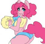 anthro butt cheerleader clothing cutie_mark female hair looking_at_viewer pink_hair pom_poms shaking_butt simple_background solo white_background tolsticot friendship_is_magic hasbro my_little_pony pinkie_pie_(mlp) equid mammal 2018 2d_animation animated frame_by_frame short_playtime