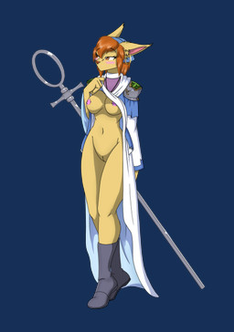 anthro areola armor boots breasts cleric clothing ear_piercing ear_ring female footwear fur genitals hair jewelry kyantol navel necklace nipples orange_hair piercing priest_robes ring_piercing shoes solo staff video_game_reference vulva yellow_body yellow_fur tierafoxglove sega shining_(sega) grace_(shining) canid canine mammal absurd_res alpha_channel full-length_portrait hi_res portrait