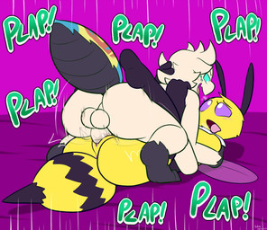 4_arms 6_eyes antennae_(anatomy) anthro anthro_on_anthro anthro_penetrated anthro_penetrating anthro_penetrating_anthro anus arthropod_abdomen balls big_butt black_antennae black_body black_exoskeleton blue_body blue_exoskeleton breath butt cute_fangs dominant dominant_anthro dominant_male duo erection exoskeleton fangs female female_on_bottom female_penetrated from_front_position fur genitals hug insect_wings leg_markings legs_up looking_at_another looking_down looking_pleasured looking_up male male/female male_on_top male_penetrating male_penetrating_female markings mating_press multi_arm multi_eye multi_limb on_bottom on_top onomatopoeia open_mouth penetration penis perineum pink_anus pink_background pink_vulva purple_sclera red_body red_exoskeleton sex simple_background smile socks_(marking) sound_effects stinger submissive submissive_anthro submissive_female tan_balls tan_body tan_exoskeleton tan_fur tan_penis tan_perineum teal_sclera teeth text thick_thighs tongue tongue_out vaginal vaginal_penetration vulva white_body white_eyes white_fur wings yellow_body yellow_exoskeleton felino evie_(elliectric) nile_(ittybittyjay) arachnid araneomorph arthropod bee hymenopteran insect jumping_spider peacock_spider spider 2025 absurd_res hi_res