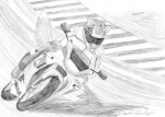 anthro armor headgear helmet male motorcycle solo tail text tzr250 vehicle spr wred yamaha wred_(character) canid canine fox mammal english_text hi_res monochrome sketch