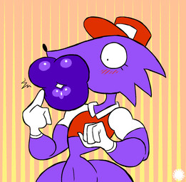 4_fingers anthro blush blush_lines bottom_heavy clothing crop_top curvy_figure emanata eyelashes femboy fingers flash_emanata fur glistening glistening_lips gloves handwear hat headgear headwear hyper hyper_lips lips logo male navel purple_body purple_fur shirt small_waist solo text thick_lips topwear wide_hips thatdawgmurray pizza_tower pizza_delivery_snick snick_(pizza_tower) mammal porcupine rodent aliasing artist_logo artist_name digital_media_(artwork) signature