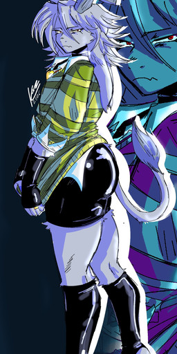 anthro clothing covering covering_crotch digit_ring feet handwear horn jewelry latex latex_clothing latex_handwear latex_legwear legwear male ring solo sweater tail tail_tuft toe_ring toes topwear tuft katztonight undertale undertale_(series) asriel_dreemurr bovid caprine goat mammal hi_res