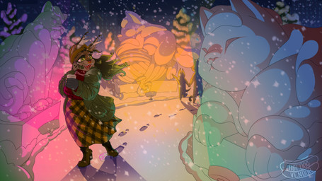 anthro boots bottomwear clothing facial_piercing female footwear hot_beverage jacket light nose_piercing nose_ring piercing ring_piercing shoes skirt snow snowman solo steam topwear winter hotdogvendor bobcat felid feline lynx mammal hi_res lighting