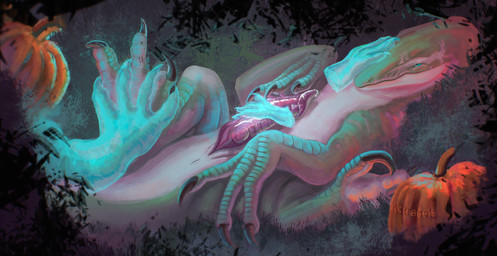 disembodied_hand feral ghost_hand male oral penile sex solo astraceta dinosaur prehistoric_species reptile scalie absurd_res hi_res