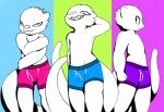 abstract_background anthro boxer_briefs clothed clothing fur male model pose sharp_teeth simple_background smile solo suggestive teeth topless underwear white_body white_fur sexotheque sexotheque_(copyright) eli_(sexotheque) mammal mustelid otter 2018 digital_drawing_(artwork) digital_media_(artwork)