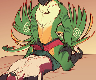 armpit_hair bodily_fluids body_hair bulge clothing duo feathered_wings feathers frottage genital_fluids green_body green_clothing green_underwear happy_trail leaking_precum male male/male penile penises_touching precum precum_on_underwear red_body red_clothing red_underwear sex simple_background stained_underwear tongue tongue_out underwear wet wet_clothing wet_underwear wings shiftshido milo_(yellowluster) shiftshido_(character) canid canine canis dinosaur dromaeosaurid feathered_scalie mammal mexican_wolf prehistoric_species reptile saurischian scalie theropod wolf hi_res
