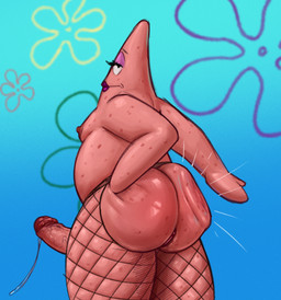 anal anal_penetration anthro belly big_belly big_butt big_penis bodily_fluids butt butt_slap buttplug clothing erection genital_fluids genitals humanoid_genitalia humanoid_penis legwear lipstick looking_at_viewer looking_back makeup male nipples nude object_in_ass overweight penetration penis plug_(sex_toy) precum sex_toy sex_toy_in_ass sex_toy_insertion slap slightly_chubby solo spanking stockings thick_thighs vein veiny_penis tall_lizzard nickelodeon spongebob_squarepants patrick_star aquatic asterozoan echinoderm starfish hi_res