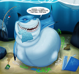 abdominal_bulge alcohol beer belly beverage beverage_can big_belly boat boots clothing cooler feral feral_pred fishing_rod footwear gills groan huge_belly human_prey hyper male mass_vore multiple_prey rumbling_stomach sand screaming sea sharp_teeth shirt shoes solo tail teeth topwear torn_clothing vehicle vore water watercraft rogero_(artist) disney finding_nemo pixar bruce_(finding_nemo) aquatic fish human mackerel_shark mammal shark white_shark absurd_res hi_res watermark