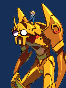 alternate_costume alternate_species ambiguous_gender anthro cosplay crossover_cosplay duo hair horn machine macro toony discount-supervillain adventure_time cartoon_network neon_genesis_evangelion canid canine canis domestic_dog evangelion_(cyborg) human mammal robot 3:4 alpha_channel crossover digital_media_(artwork) hi_res