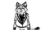 anthro clothed clothing fangs looking_at_viewer male neck_tuft parody simple_background solo teeth tuft white_background inkyfrog disney michael_jackson zootopia gideon_grey canid canine fox mammal red_fox true_fox 2016 black_and_white monochrome