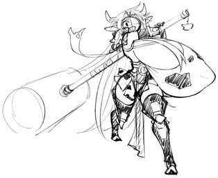 big_breasts breasts female hammer horn huge_breasts hyper hyper_breasts simple_background solo tools white_background sepiascribe meushi_mattie_(matsu-sensei) animal_humanoid bovid bovid_humanoid bovine bovine_humanoid humanoid mammal mammal_humanoid 2025 monochrome sketch