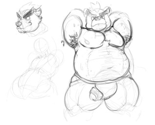 anthro armpit_hair belly big_belly body_hair chest_tuft clothed clothing eyebrows foreskin front_view genitals half-erect hands_behind_head humanoid_genitalia humanoid_penis jockstrap jockstrap_only kemono looking_at_viewer looking_forward male mohawk musclegut muscular muscular_thighs nipples overweight overweight_male partially_retracted_foreskin pecs penis penis_poking_out penis_through_leghole simple_background smile solo standing thick_eyebrows topless tuft underwear underwear_only white_background nobodyshouse lifewonders tokyo_afterschool_summoners ashigara_(tas) bear mammal 2017 digital_drawing_(artwork) digital_media_(artwork) guide_lines monochrome portrait sketch sketch_page three-quarter_portrait