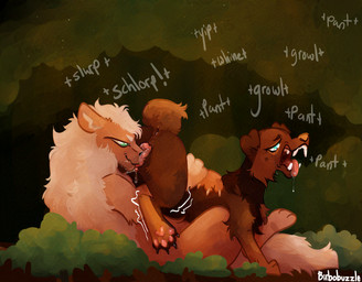 animal_genitalia animal_vulva anus blue_eyes bodily_fluids breath canine_genitalia canine_vulva crying cunnilingus dominant dominant_male drool_on_feet drooling drooling_tongue duo facial_markings feet female feral feral_on_feral fluffy fluffy_tail genital_fluids genitals glistening glistening_eyes grabbing_from_behind hair head_markings lying male male/female mane mane_hair markings messy nose_to_pussy on_back onomatopoeia open_mouth oral orgasm outside outside_sex overstimulation panting pawpads plant pressed_against pressing questionable_consent saliva saliva_string scut_tail sex shaking shaking_orgasm short_tail shrub smug smug_expression smug_eyes smug_face smug_grin sound_effects spread_legs spread_toes spreading storytelling submissive submissive_female tail tear_(marking) tears tears_of_desperation tears_of_joy tears_of_pleasure teary_eyes text toes vaginal vaginal_fluids wet birbobuzzle iris_(birbobuzzle) rex_(birbobuzzle) canid canine canis domestic_dog mammal wolf absurd_res hi_res story story_in_description