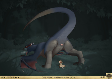 animal_genitalia anthro anus bestiality bodily_fluids cloaca cum cum_inside disembodied_penis female female_feral female_penetrated feral feral_penetrated genital_fluids genitals group human_on_feral human_penetrating human_penetrating_feral interspecies larger_penetrated long_neck male male/female male_on_feral male_penetrating male_penetrating_female penetration penis quadruped sex size_difference spread_legs spreading tail tailbutt tapering_tail text thick_tail trio vaginal vaginal_penetration wide_crotch nekostar capcom league_of_monsterphiles monster_hunter felid felyne flying_wyvern human lynian mammal nargacuga palico 2025 absurd_res english_text hi_res