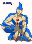 abs anthro balls big_penis crouching erection genitals humanoid_genitalia humanoid_penis looking_at_viewer male muscular muscular_anthro muscular_male nude pecs penis simple_background smile solo spread_legs spreading vein veiny_penis white_background mrkatman yu-gi-oh! neo-spacian_aqua_dolphin cetacean dolphin duel_monster mammal marine toothed_whale digital_media_(artwork) hi_res