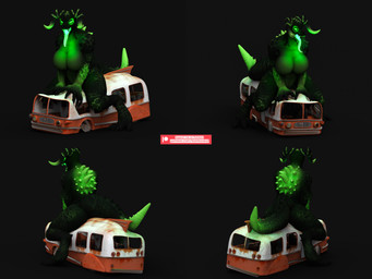 anthro back_spikes claws fangs female horn solo spiked_tail spikes spikes_(anatomy) tail teeth tongue bambookat fallout microsoft deathclaw scalie 3d_(artwork) 4:3 absurd_res digital_media_(artwork) hi_res