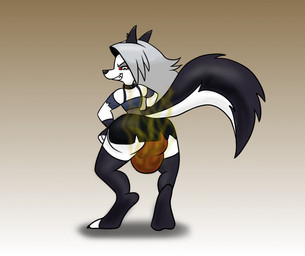 anthro choker feces feces_in_ass feces_on_body feces_on_butt female jewelry necklace pooping pooping_on_self red_eyes smelly smile soiled soiling solo serafim6394 hellaverse helluva_boss mythology loona_(helluva_boss) canid canid_demon canine demon hellhound mammal mythological_canine mythological_creature hi_res