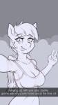 9:16 anthro anthrofied banbanji big_breasts breasts cleavage clothed clothing english_text equid equine female friendship_is_magic gesture greyscale hand_gesture hasbro hi_res horse looking_at_viewer mammal mature_anthro mature_female monochrome my_little_pony mythological_creature mythological_equine mythology pegasus pony raceplay selfie solo text tongue tongue_out v_sign windy_whistles_(mlp) wings