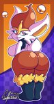 anthro big_breasts big_butt breasts butt female fur long_ears looking_at_viewer looking_back nude rear_view red_eyes smile smug solo standing teeth thick_thighs white_body white_fur wide_hips ghostlyfoxy nintendo pokemon pokemon_unite cinderace generation_8_pokemon lagomorph leporid mammal pokemon_(species) 2022 digital_media_(artwork) hi_res signature