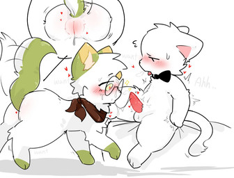 after_oral anthro anthro_on_feral balls bestiality biped blush bodily_fluids body_blush bow_tie cat_tail digitigrade duo eyewear female female_feral female_on_anthro feral forehead_gem fur gem genital_fluids genital_shot genitals glasses glistening glistening_genitalia glistening_penis green_body green_eyes green_fur half-closed_eyes hearts_around_body innie_vulva kerchief looking_at_another looking_at_genitalia looking_at_penis male male/female male_anthro male_on_feral monotone_body monotone_fur multicolored_body multicolored_fur narrowed_eyes neckerchief neckwear open_mouth paws penis precum precum_on_face quadruped saliva saliva_string shaking side_view slim slim_anthro slim_male sweat tail tail_motion tailwag tapering_penis tongue tongue_out tremble_spikes trembling two_tone_body two_tone_fur vulva vulva_blush white_body white_fur starling1220 kiri_(kirichiiii) domestic_cat felid feline felis mammal 2026 digital_drawing_(artwork) digital_media_(artwork) flat_colors