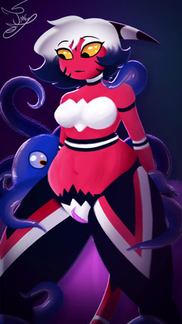breasts featureless_breasts female looking_pleasured medium_breasts penetration restrained restrained_by_tentacles sex slime slime_sex standing standing_sex tentacle_in_vagina tentacle_on_face tentacle_on_leg tentacle_on_pussy tentacle_penetration tentacle_sex tentacles thick_thighs vaginal vaginal_penetration wet wide_hips tigermcheh tiger_(tigermcheh) blob_creature humanoid imp slime_(blob) tentacle_creature 2d_animation 9:16 animated hi_res long_playtime motion_tweening no_sound video