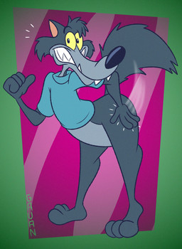 3_toes 4_fingers abstract_background anthro arched_back ass_up bared_teeth barefoot belly big_butt big_tail biped black_eyes black_nose blue_clothing blue_shirt blue_t-shirt blue_topwear bottom_heavy bottomless bottomless_anthro bottomless_male butt butt_slap cheek_tuft clenched_teeth clothed clothing curvy_figure facial_tuft fangs feet fingers floating_eyebrows fluffy fluffy_tail fur gesture glance grey_belly grey_body grey_fur grin grinning_at_viewer hand_gesture happy head_tuft humanoid_feet humanoid_hands humanoid_heel lines_drawn looking_aside looking_aside_at_viewer looking_at_viewer male mascot motion_lines multicolored_body multicolored_fur open_mouth open_smile paws pear-shaped_figure pink_inner_ear plantigrade pointing pointing_at_self pointing_with_thumb pointy_ears pose sharp_teeth shirt shirt_only slap slapping_own_butt slapping_self smile smiling_at_viewer smirk smirking_at_viewer snaggle_tooth solo standing t-shirt t-shirt_only tail teeth thick_calves toes toony toothy_grin topwear topwear_only tuft two_tone_body two_tone_fur wide_hips yellow_sclera gavanzude teletoon wolf_and_gopher wolf_(wolf_and_gopher) canid canine canis mammal wolf 2024 alternate_version_at_paywall colored digital_drawing_(artwork) digital_media_(artwork) flat_colors hi_res pinup signature