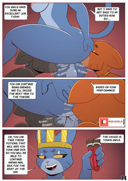 anal anthro backsack balls blue_body breasts butt collar collar_only crown crown_only dark_body dialogue fellatio female female_rimming_gynomorph genitals group group_sex gynomorph gynomorph/female headgear headgear_only humanoid_genitalia humanoid_penis intersex intersex/female nipples nude oral oral_sandwich orange_body penile penis perineum rimming sex speech_bubble spread_butt spreading text threesome trio yellow_sclera ike_marshall microsoft the_elder_scrolls the_elder_scrolls:_castles alassi felari_(ike_marshall) zabani_(ike_marshall) felid khajiit mammal comic english_text hi_res
