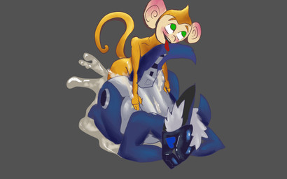 ass_up bodily_fluids cum cum_inflation cum_inside doggystyle duo excessive_cum excessive_genital_fluids from_behind_position genital_fluids heart_eyes heart_symbol inflation looking_pleasured machine sex pumpkinmansart haplorhine mammal monkey primate protogen 16:10 hi_res widescreen