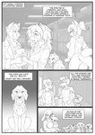 adoption ambiguous_feral ambiguous_gender anthro big_breasts biped border breasts collar digitigrade feet female female_anthro feral group hindpaw male male_anthro paws pound quadruped tablet_computer text white_border young young_ambiguous young_feral joykill canid canine felid feline mammal comic english_text hi_res monochrome